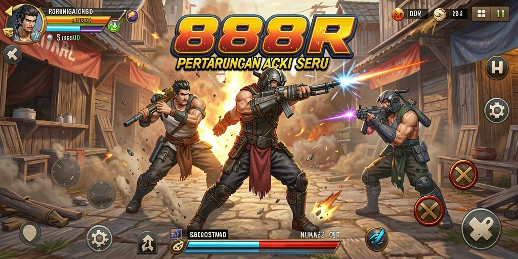 Screenshot 888R menampilkan adegan pertarungan yang seru dan mendebarkan.