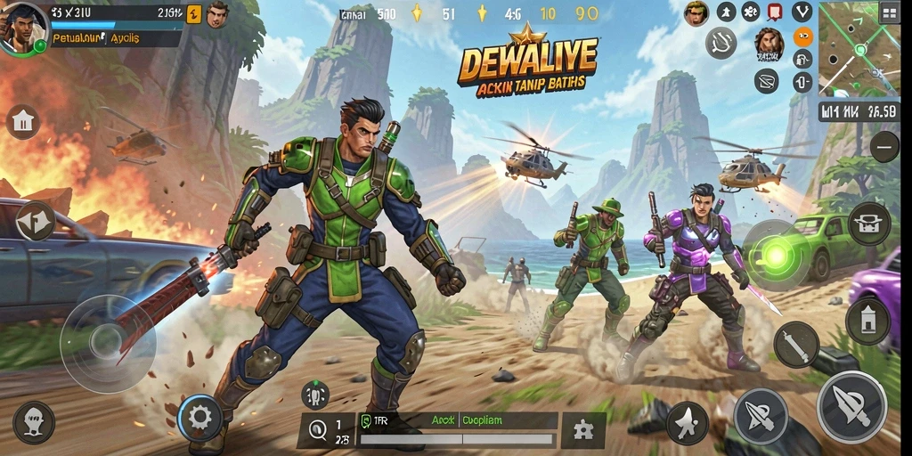 Tangkapan layar DEWALIVE menampilkan aksi pertarungan seru di dalam game.