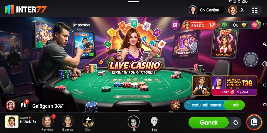 Tangkapan layar INTER77 menampilkan pengalaman Live Casino yang seru.
