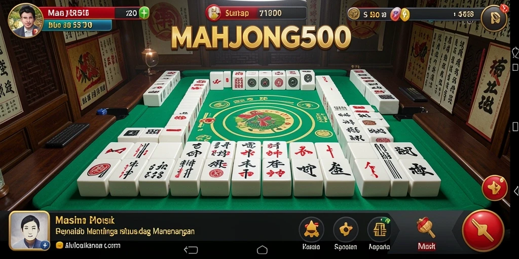 Tampilan gameplay <strong>MAHJONG500</strong> dengan alunan musik yang menggembirakan.