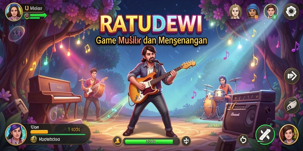 Tampilan gameplay interaktif RATUDEWI yang penuh warna.
