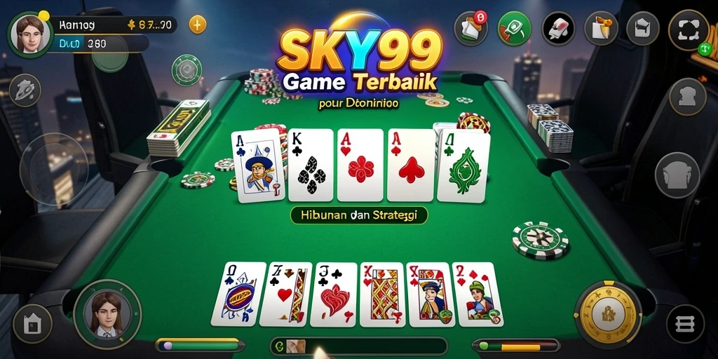 Tampilan gameplay Domino yang seru dan menantang di SKY99.