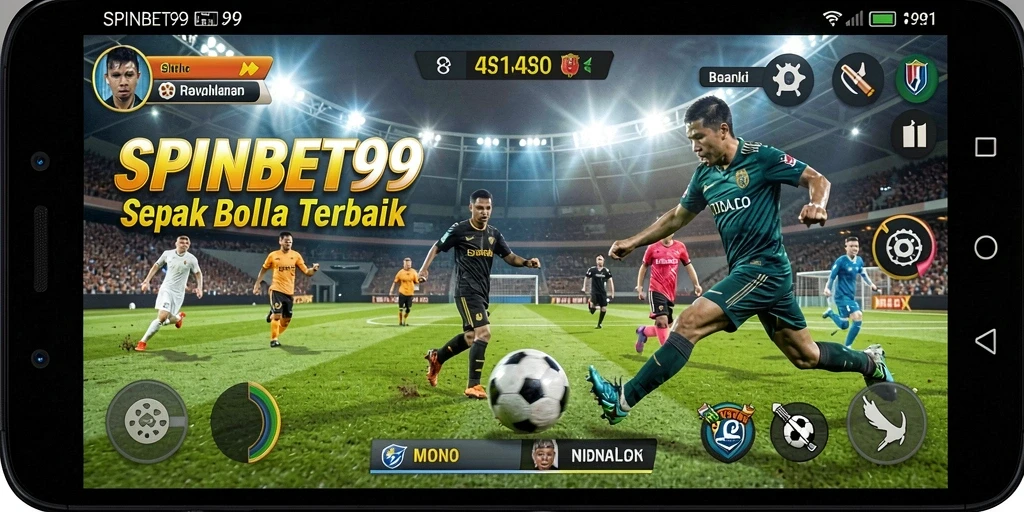 Tampilan menarik dari gameplay SPINBET99 dengan aksi sepak bola yang seru.
