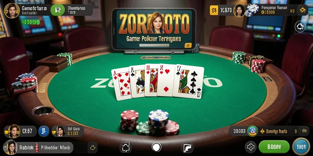 Tampilan screenshot ZOROTOTO menampilkan suasana permainan Poker yang seru.